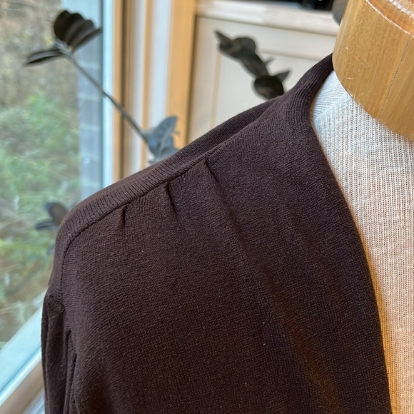 VGUC Nougat London dark brown long sleeve cardigan with beaded hook & eye close - Picture 3 of 8